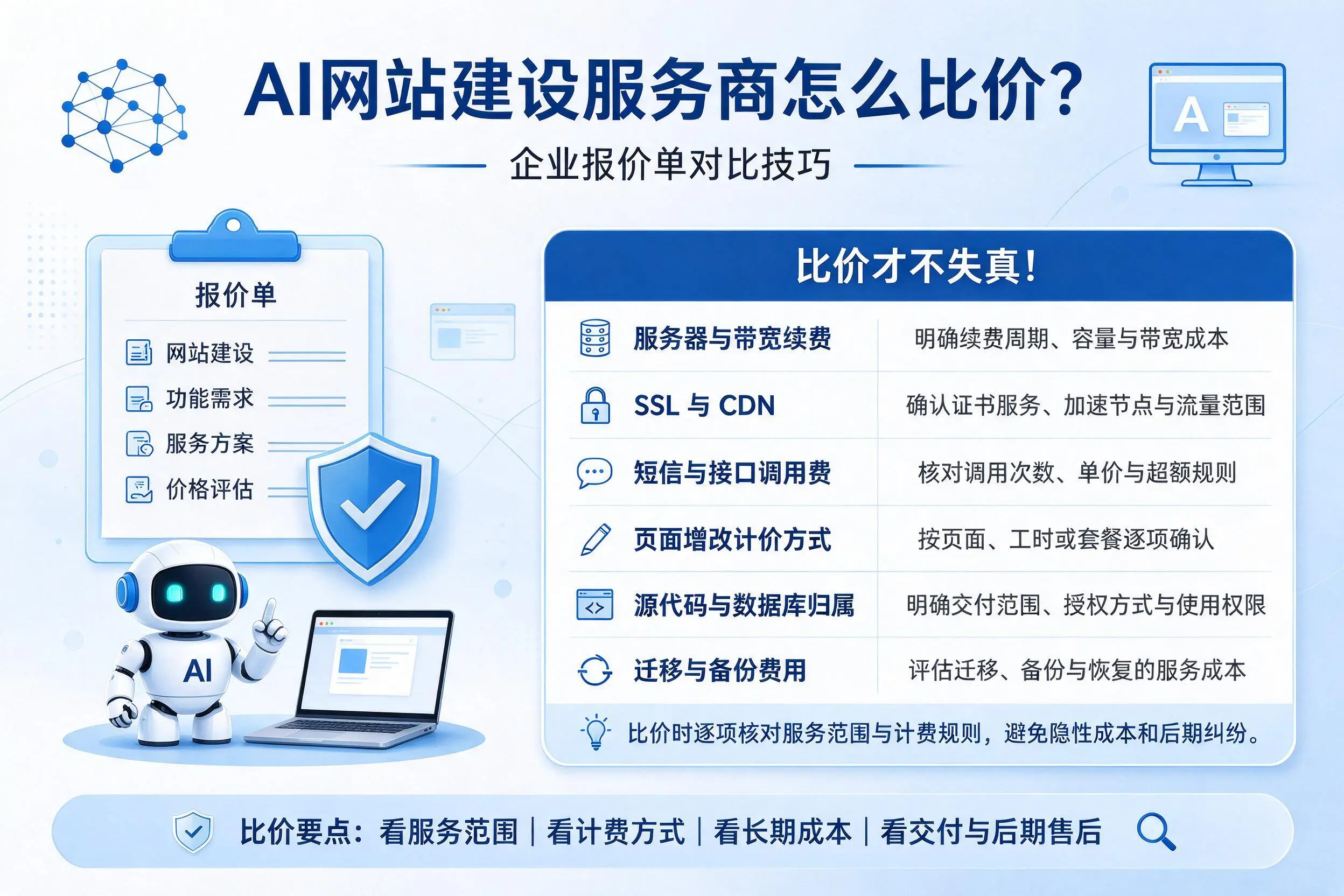 AI网站建设服务商怎么比价？阳江企业报价单对比技巧