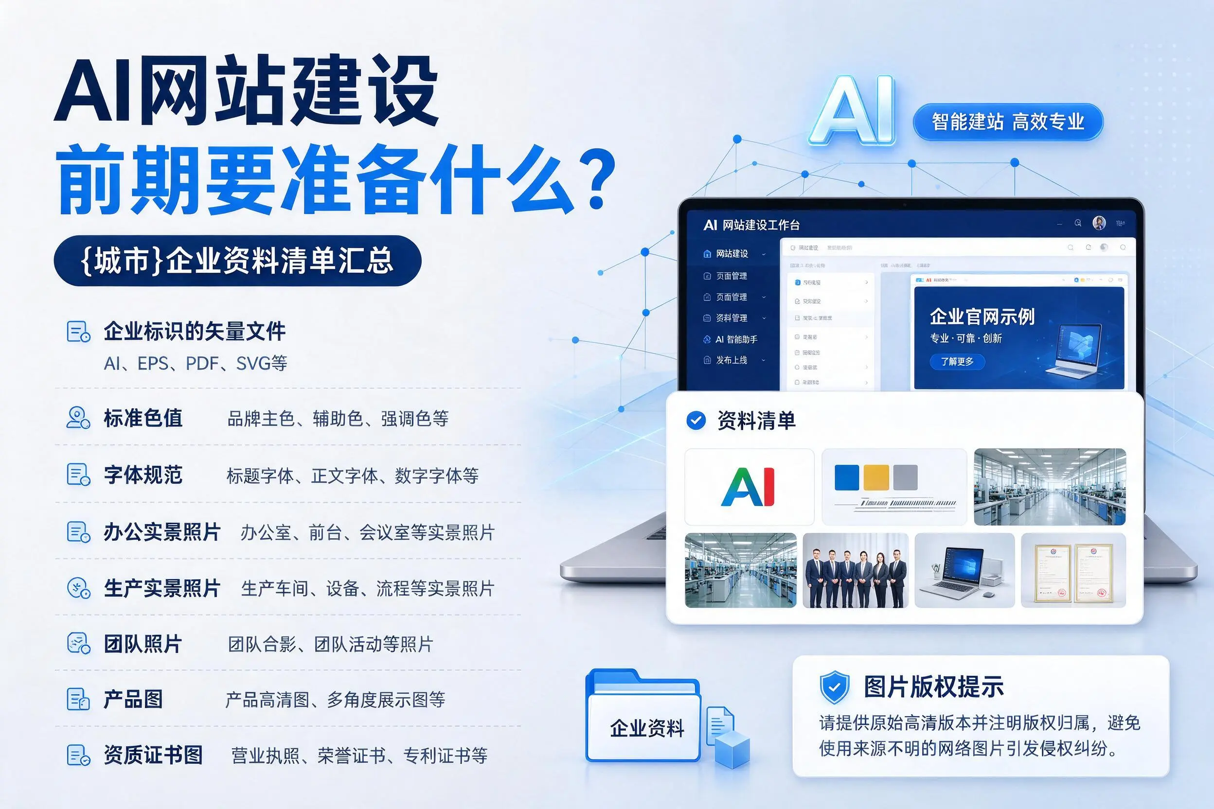 AI网站建设前期要准备什么?阳江企业资料清单汇总